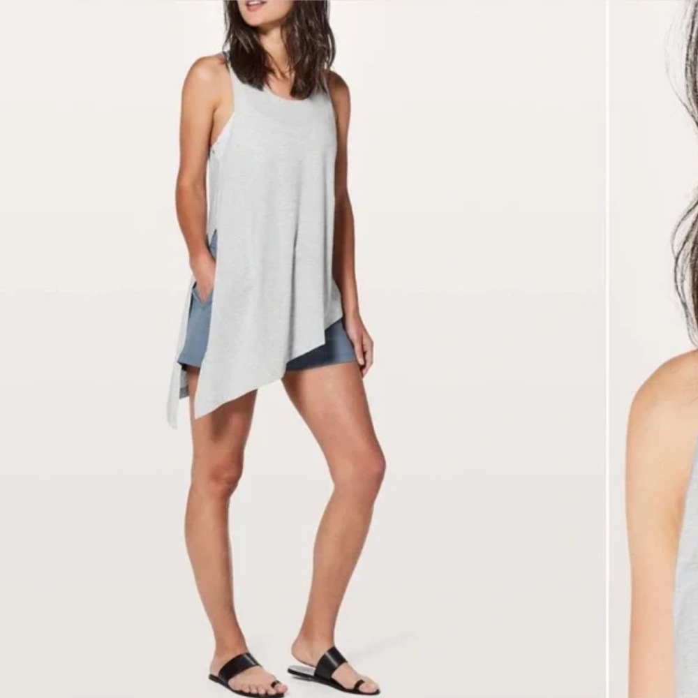 lululemon athletica Light Gray Asymmetrical Tank Top